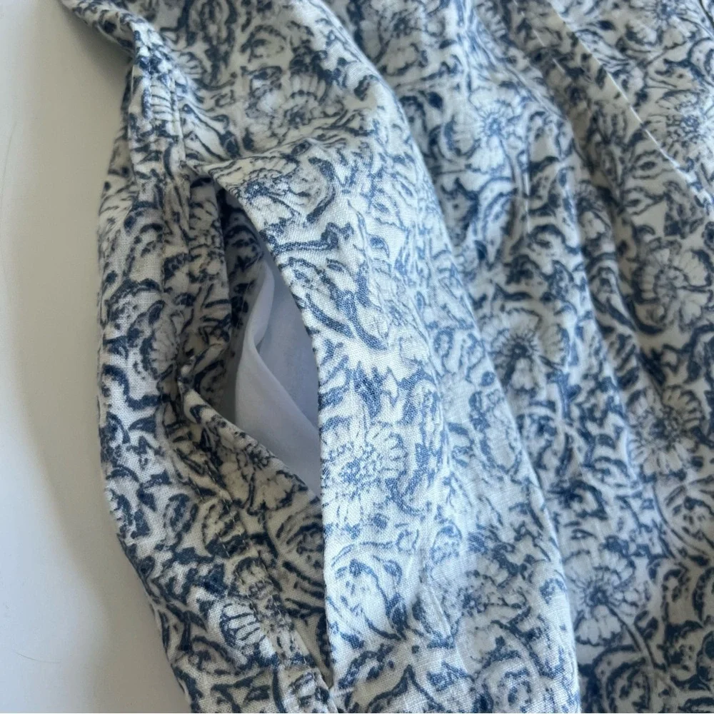 Faherty Isha Floral Imma Dress White with Blue Flowers w/ Pockets Size Small NWT - Picture 12 of 14